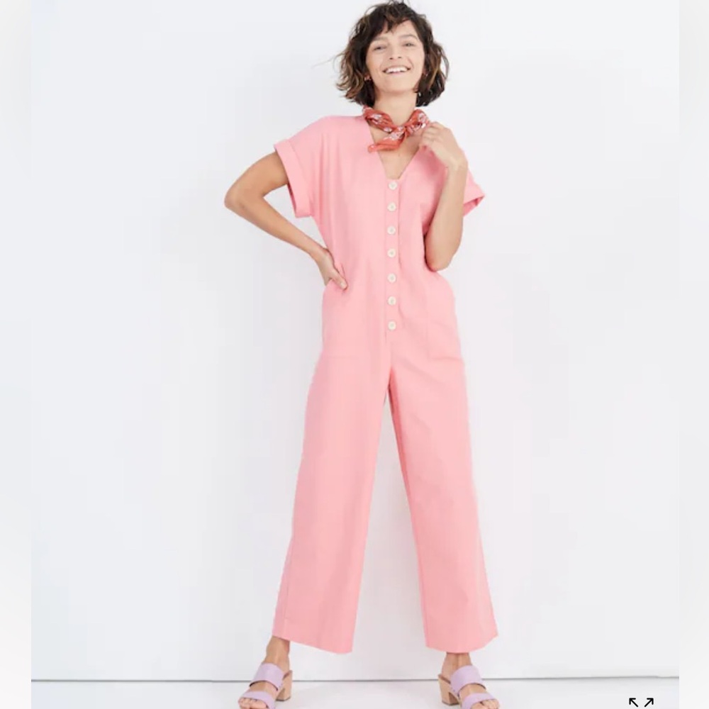 Madewell Pink Button-Up Jumpsuit